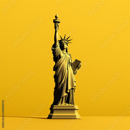Statue of Liberty on yellow background.