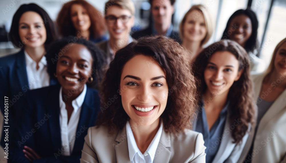 Young business woman looking at the camera with her colleagues on the background Young business woman looking at the camera with her colleagues on the background