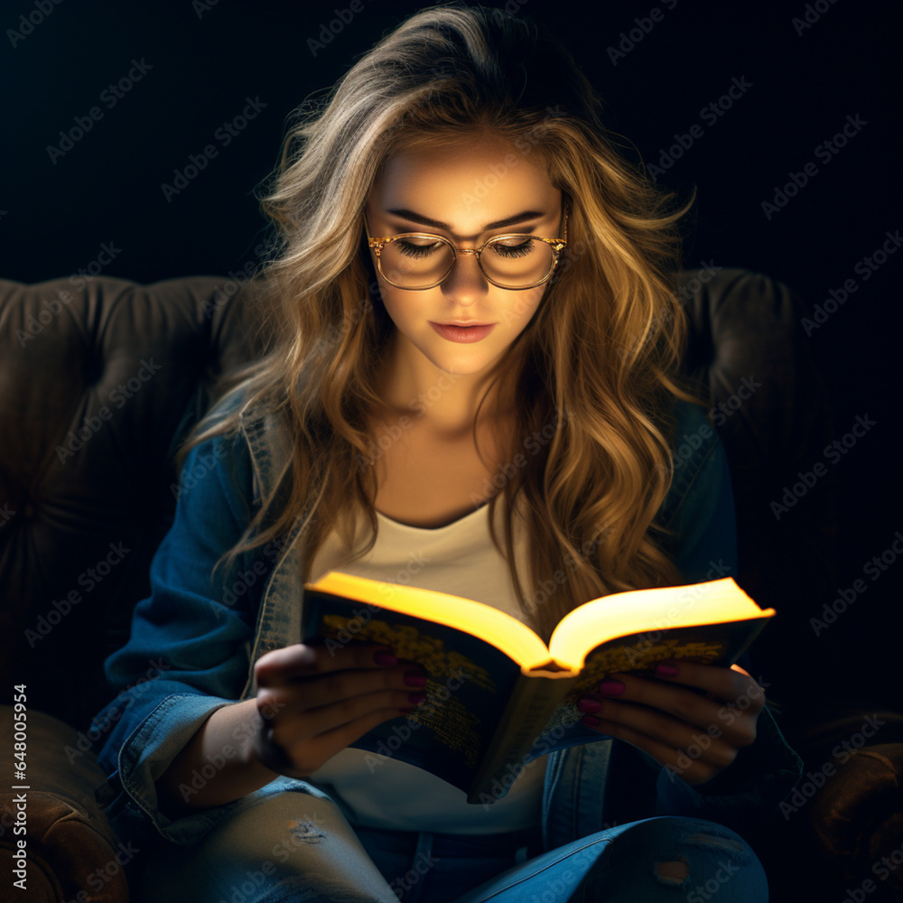 Young student reading a book. Young student reading a book.