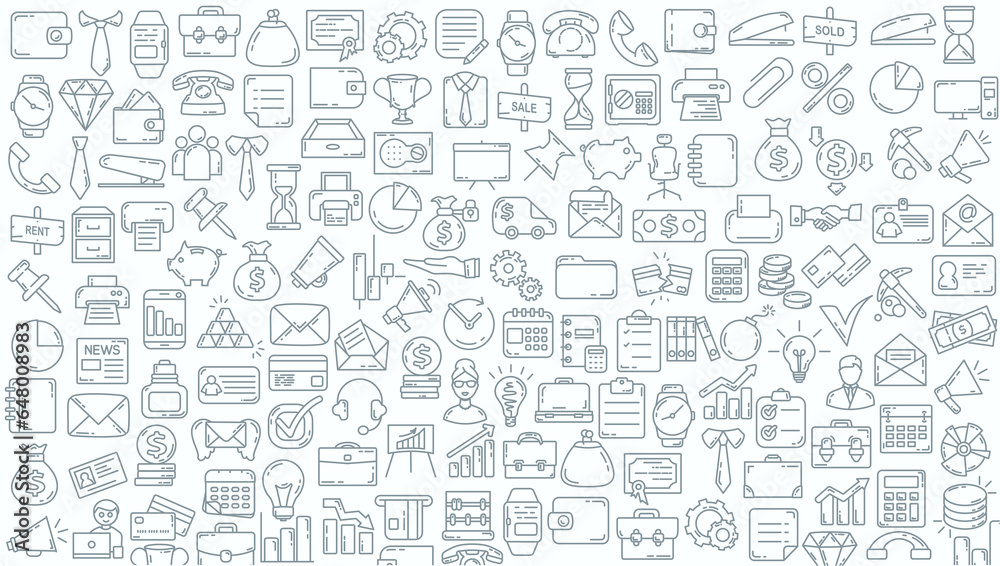 business doodle background. business line icon background