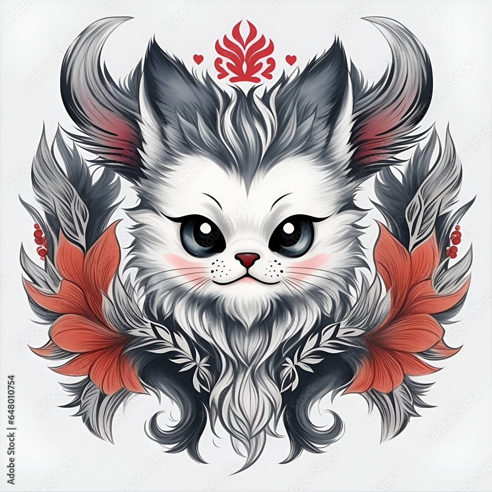 Cute animal tattoo in ethnic style