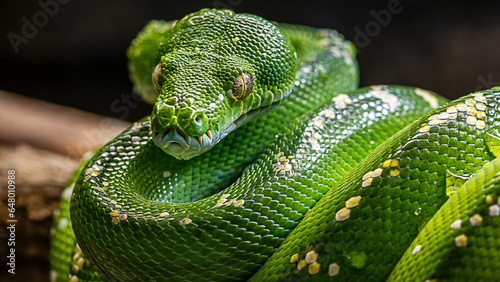 green snake on a branch