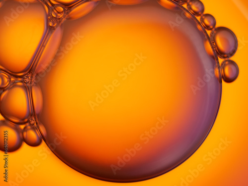 Close up soap bubble on water led light background