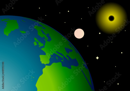 Sistema solar, la Tierra, la Luna, el sol y las estrellas. Astronomía