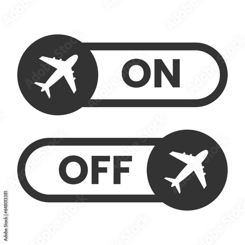 Vector illustration of airplane mode icon in dark color and transparent background(PNG).