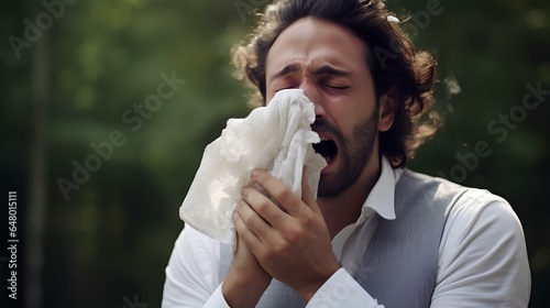 A person sneezing into a handkerchief is a virus, a cold or an allergy.
