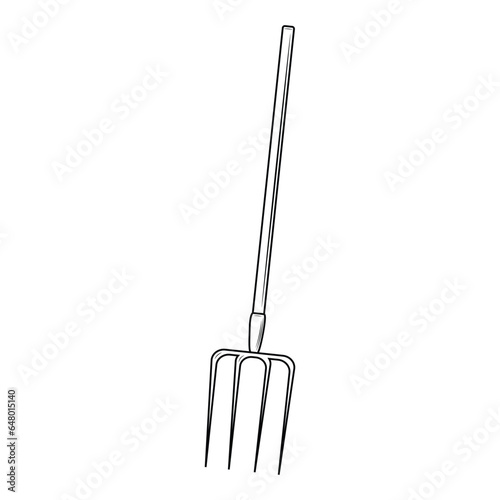 garden forks in contour style on white background