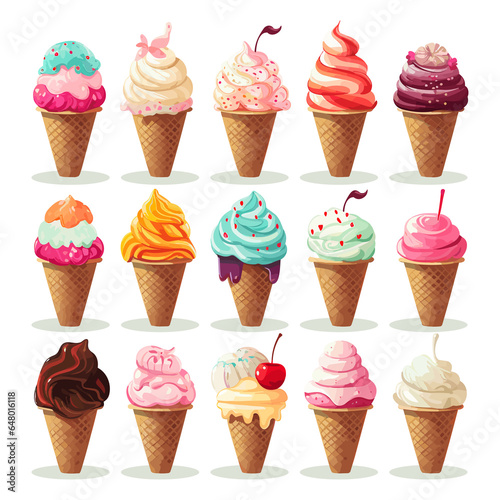 ice cream set vector illustration isolated on  PNG transparent background