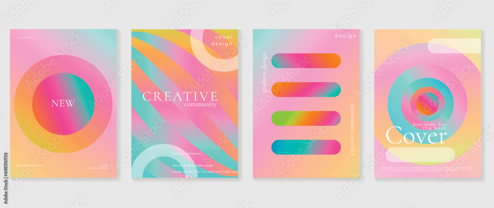 Fototapeta premium Fluid gradient background vector. Cute and minimal posters with colorful, geometric shapes, liquid color. Modern wallpaper design for social media, idol poster, banner, flyer.
