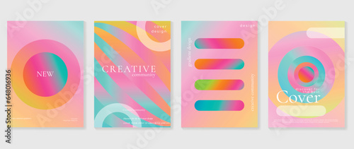 Fluid gradient background vector. Cute and minimal style posters with colorful, geometric shapes, liquid color. Modern wallpaper design for social media, idol poster, banner, flyer.