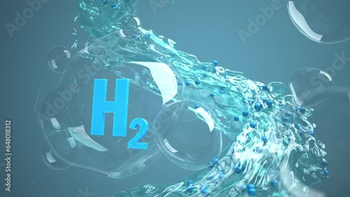 4k Video Hydrogen Molecules Liquid. ProRes 4444