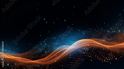 Modern digital abstract background. wave particle technology background. © Yuwarin