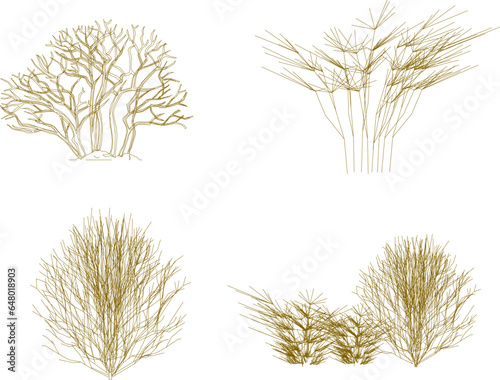 Vector sketch clipart illustration of plants, flowers and trees for completeness of images and designs