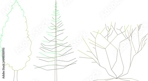 Vector sketch illustration clipart of trees and plants for completeness of images and designs