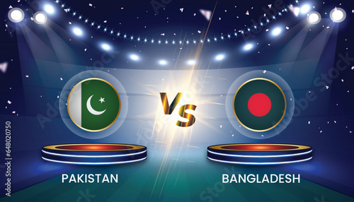 Cricket world cup India 2023 with team vs team broadcast template design