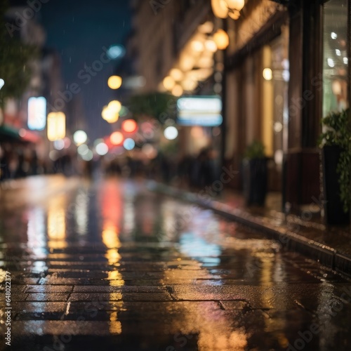 Cityscape Magic: Rainfall on Night Streets, Generative AI