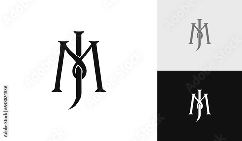 Letter JM or MJ initial monogram logo design