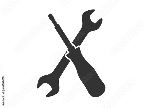 Wrench and screwdriver tool set, setting symbol, vector illustration