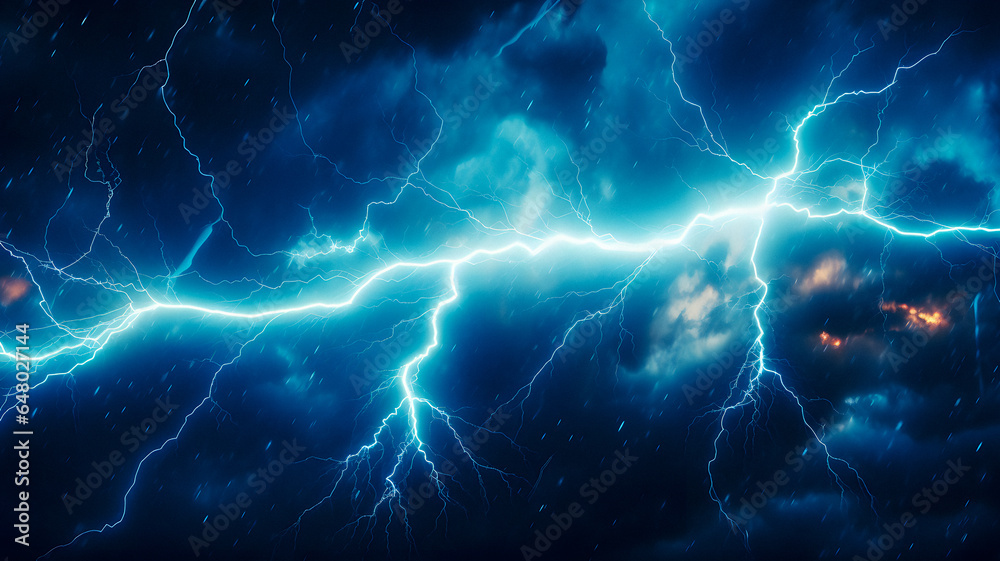 a close up of a lightning bolt in a dark sky Generative AI