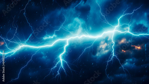 a close up of a lightning bolt in a dark sky Generative AI © Ishika
