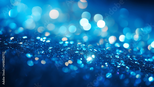 blue glitter bokeh texture background.