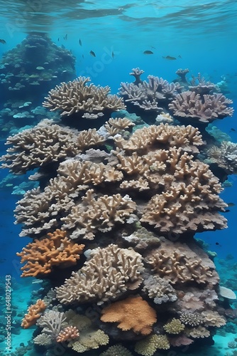 Describe the beauty of a coral reef teeming with marine life.
