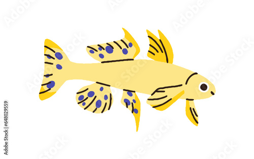 Small exotic tropical sea fish. Marine water and aquarium animal swimming. Cu...
