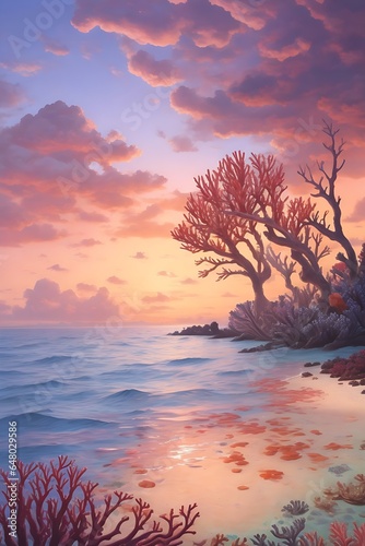 Describe the beauty of a coral reef teeming with marine life.
