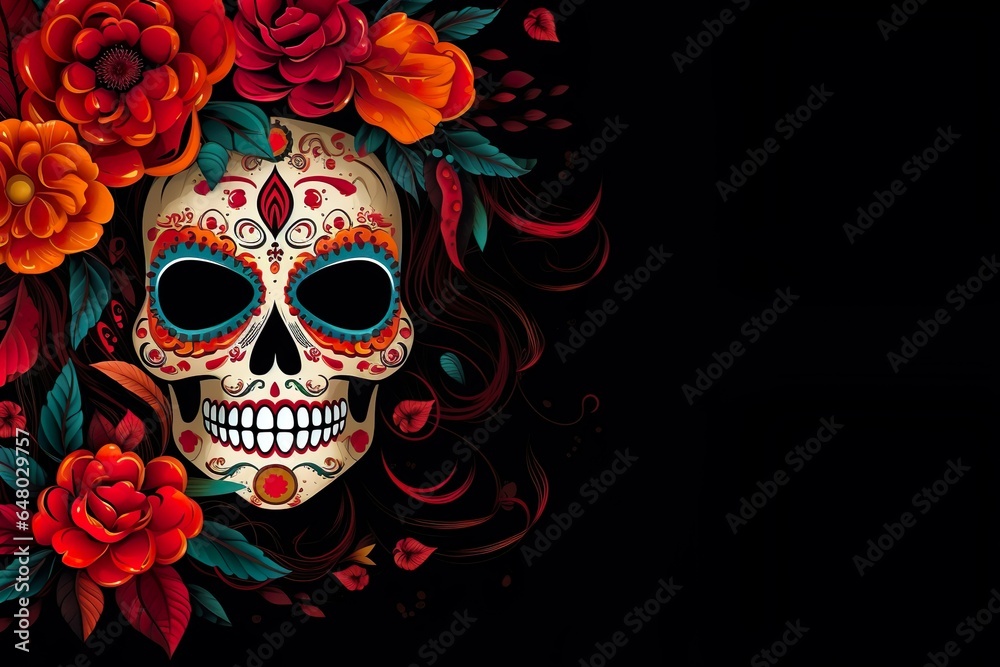Dia De Los Muertos background day of the dead celebration frame with copy space or text space  