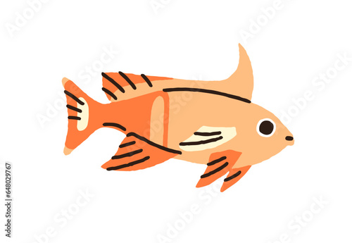 Exotic tropical fictional fish. Cute funny little sea water animal swimming. ...