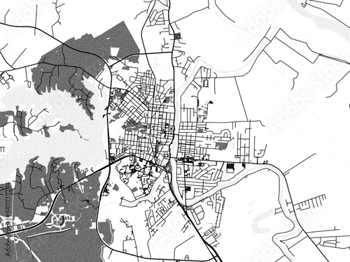 Greyscale vector city map of  Natchitoches Louisiana in the United States of America with with water, fields and parks, and roads on a white background. photo