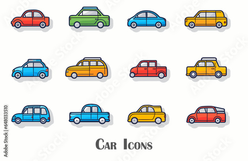 set of car icons vector