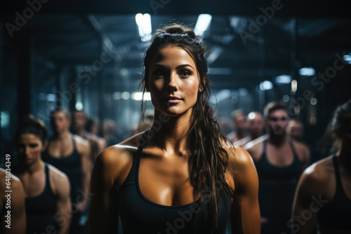 Sweaty athletes lifting heavy weights in a high-tech gym for strength training 