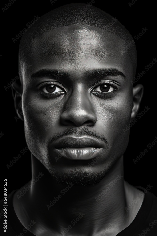 Dramatic black and white portrait of an African American man Dramatic black and white portrait of an African American man