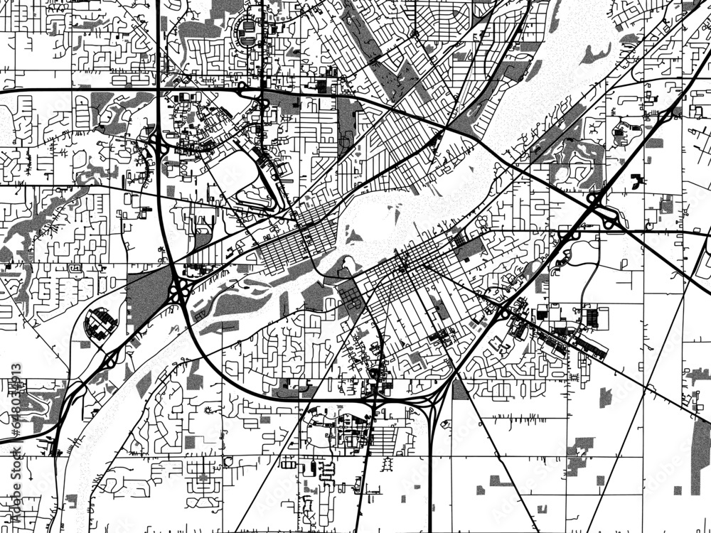 Greyscale vector city map of Perrysburg Ohia in the United States of ...