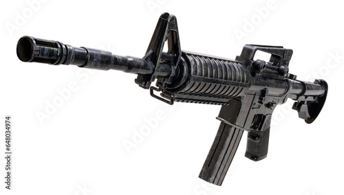 Rifle isolated on white background, M-16 automatic machine gun on White Background With work path.