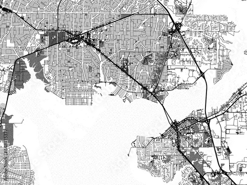 Greyscale vector city map of  Port Charlotte Florida in the United States of America with with water, fields and parks, and roads on a white background.