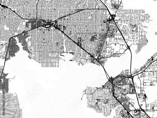 Greyscale vector city map of  Port Charlotte Florida in the United States of America with with water, fields and parks, and roads on a white background. photo