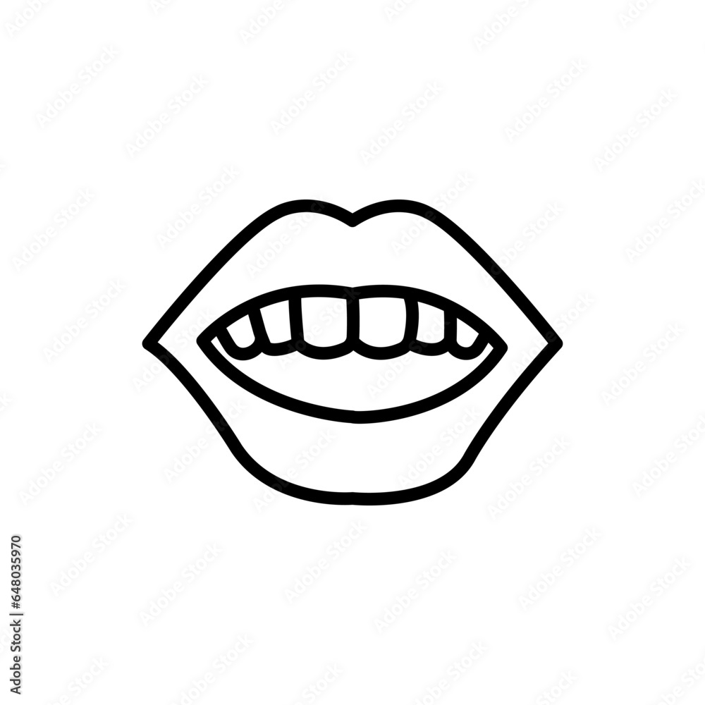 Beautiful smile with healthy teeth linear icon. Thin line illustration. Contour symbol. Vector isolated outline drawing. Editable stroke Beautiful smile with healthy teeth linear icon. Thin line illustration. Contour symbol. Vector isolated outline drawing. Editable stroke