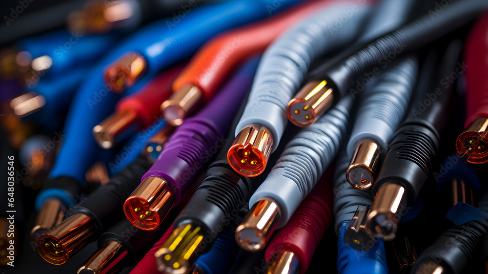 a close up of a bunch of cables with different colors Generative AI a close up of a bunch of cables with different colors Generative AI