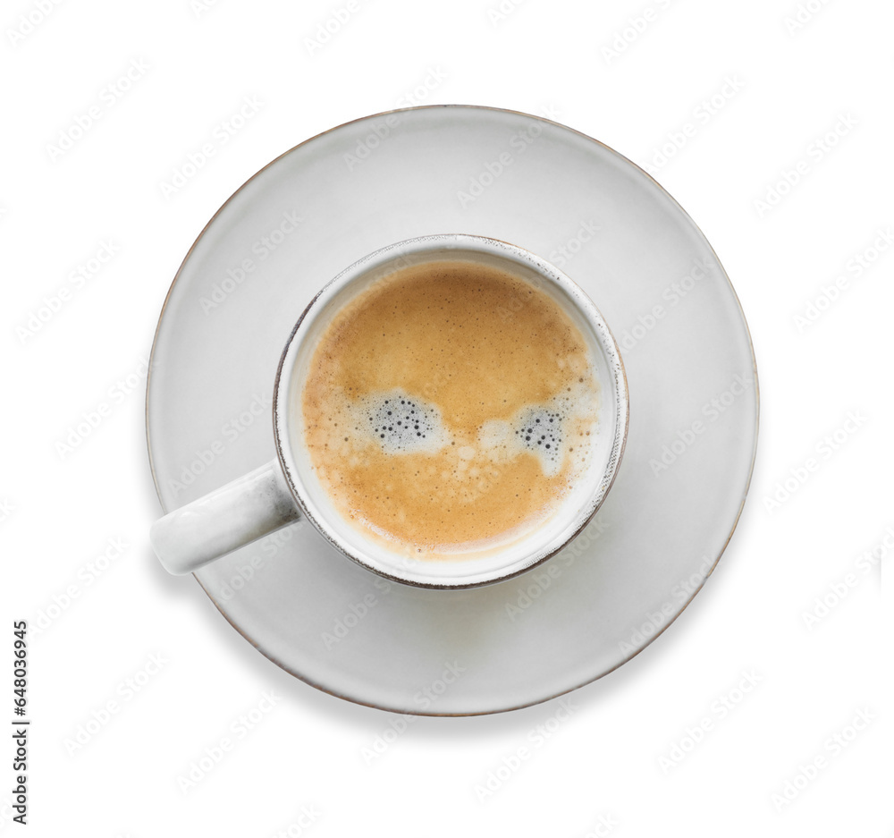 Coffee cup isolated in transparent PNG, hot drink, isolated design element, flat lay, top view Coffee cup isolated in transparent PNG, hot drink, isolated design element, flat lay, top view