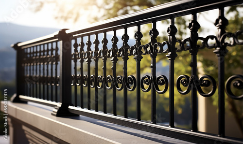outdoor barrier made of iron railing photo