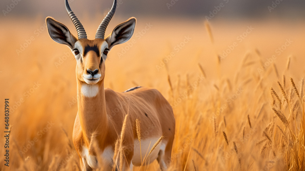 gazelle standing in a field of tall grass Generative AI gazelle standing in a field of tall grass Generative AI