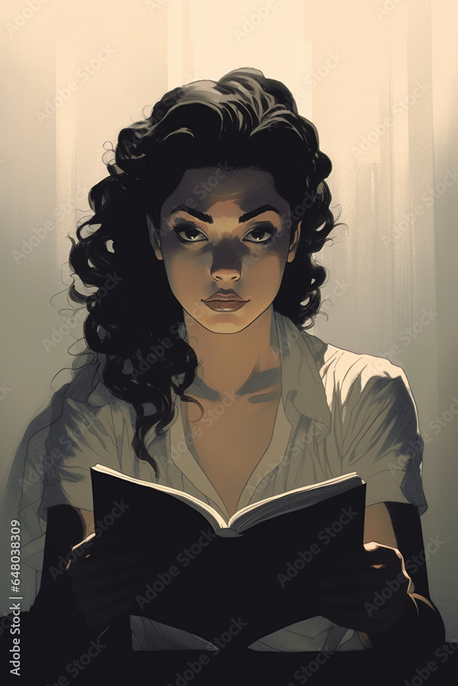 Embrace the tranquility of a woman holding an open book in this serene and calming artwork. Perfect for book lovers seeking peaceful moments Created using generative AI tools.. Embrace the tranquility of a woman holding an open book in this serene and calming artwork. Perfect for book lovers seeking peaceful moments Created using generative AI tools..