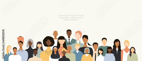 Different people stand side by side together.