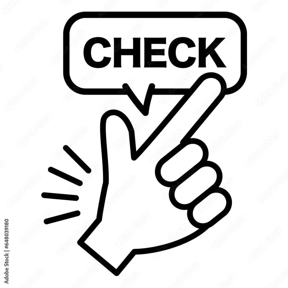 Line drawing pointing check icon Line drawing pointing check icon