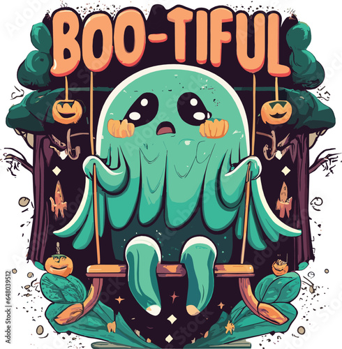 Halloween T-Shirt design, Boo Tiful T shirt design for Halloween photo