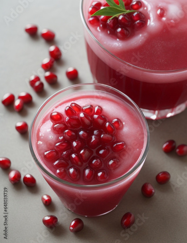 pomegranate juice in a glass bowl photo