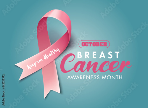 Posters for breast cancer awareness month in october. Realistic pink ribbon symbol. Medical Design. Vector illustration.