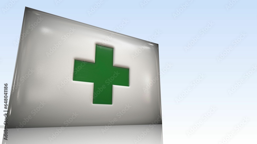 Obraz premium 床に映るマッドな緑十字旗1-3-1